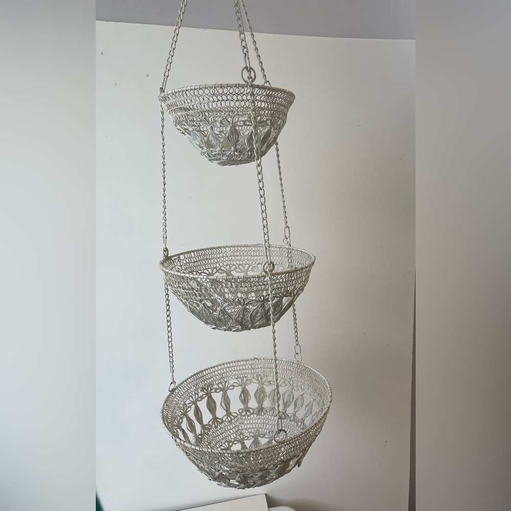 Woven Wire Tripple Hanging Basket Rattan Look